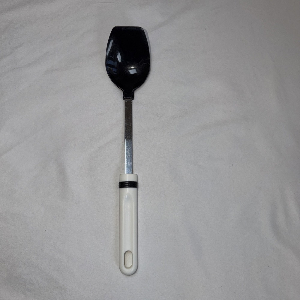 Vintage‎ Serving Basting Spoon Black Plastic Stainless Steel 12.25" Unbranded